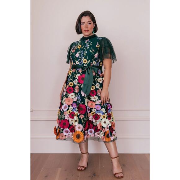 Jessakae S green floral Jubilee Midi Dress - Picture 2 of 8